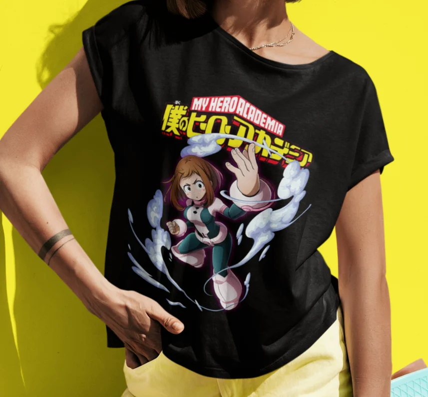 Ochaco uraraka hemd ochako bkna tshirt boku kein held academia t-shirt mha anime