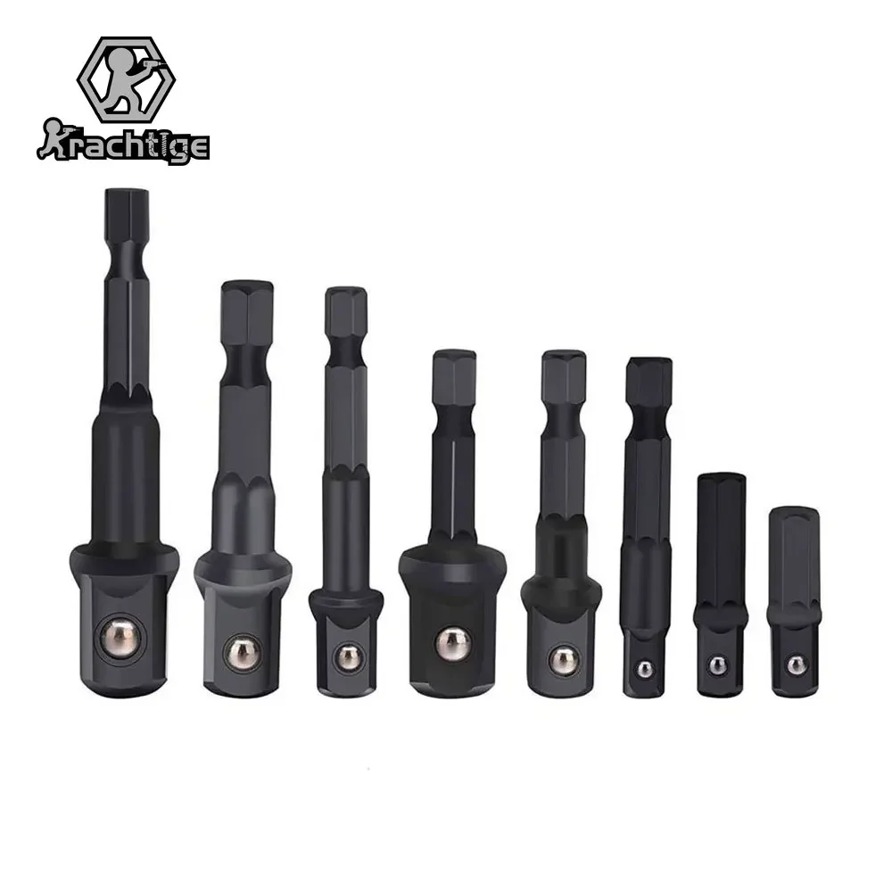 8Pcs Socket Adapter Power Set 1/4" 3/8" 1/2" Hex Shank Extension Drill Bits