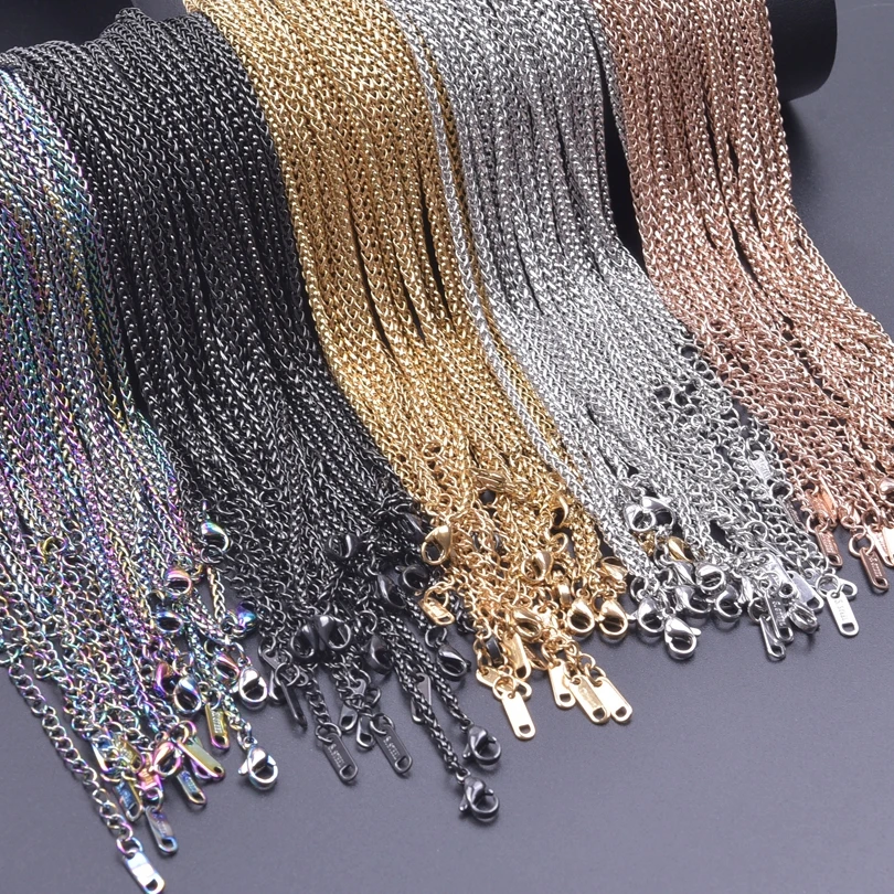 2.5mm Width Popcorn Chain Stainless Steel Necklaces For Women Men Accessories Jewelry Choker Gift Cadena Hombre Acero Inoxidable