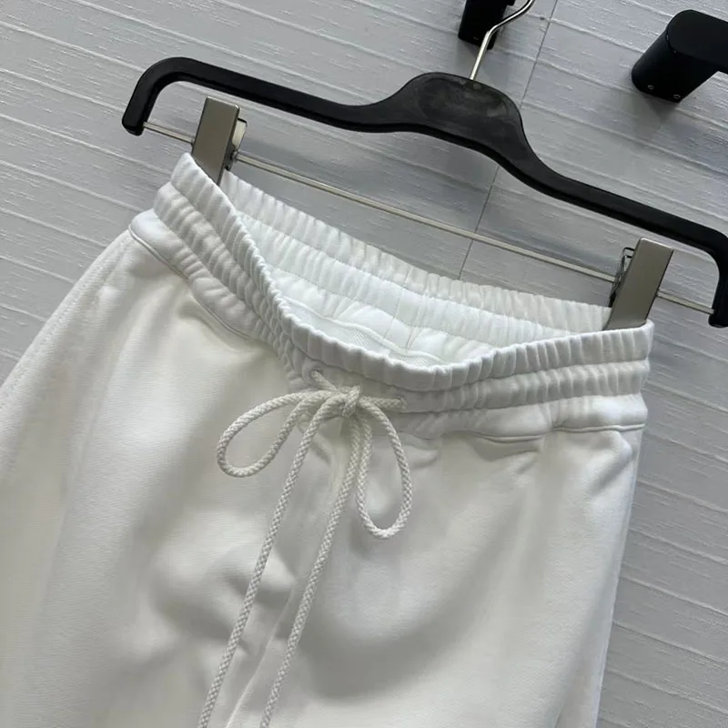 Pantaloni casual da donna, pantaloni con elastico in vita con coulisse e orlo diviso, pantaloni a gamba larga in puro cotone di alta qualità, 2026, primavera, y2k