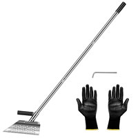 Beach Sand Scoop Shovel Stainless Steel Long Handle Sand Scoop Gloves Manual Sand Sifter Shovel for Underwater Treasure Hunting