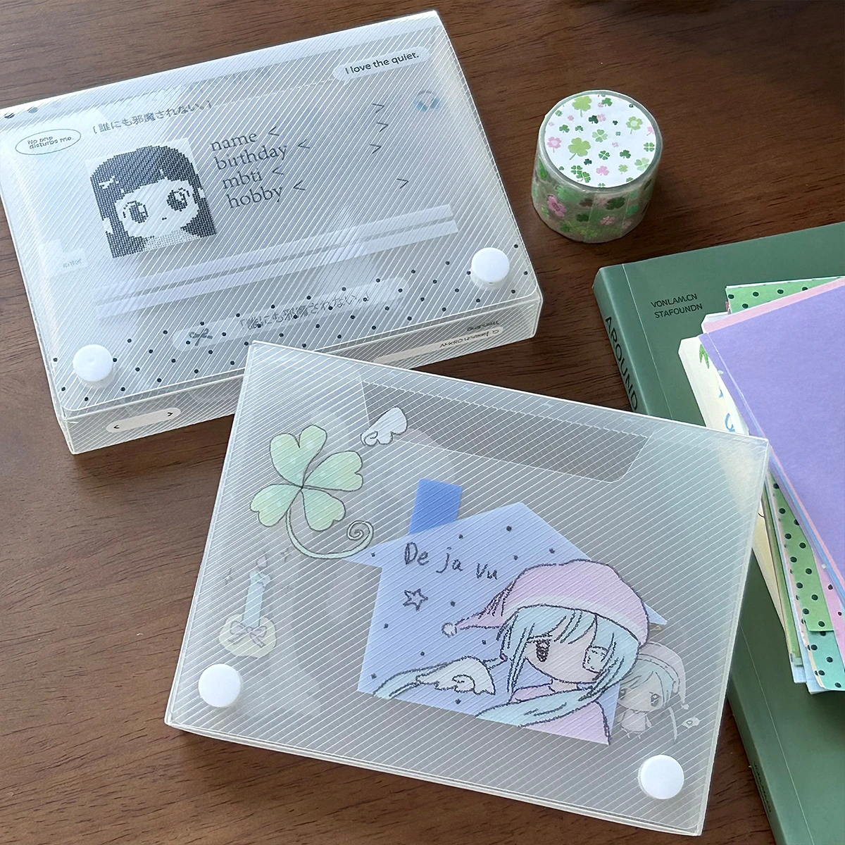 Kawaii A6 حقيبة ملفات البلاستيك لطيف وثائق الايداع حقيبة التخزين طالب المنظم معلومات جيب المجلدات القرطاسية #2