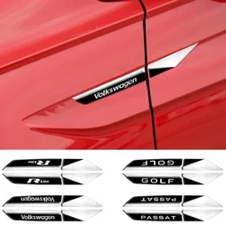 2pcs 3D Metal Rline Golf Passat Logo Car Fender Side Wing Emblem Badge Sticker For Volkswagen Golf MK7 MK6 Polo CC Jetta Touran