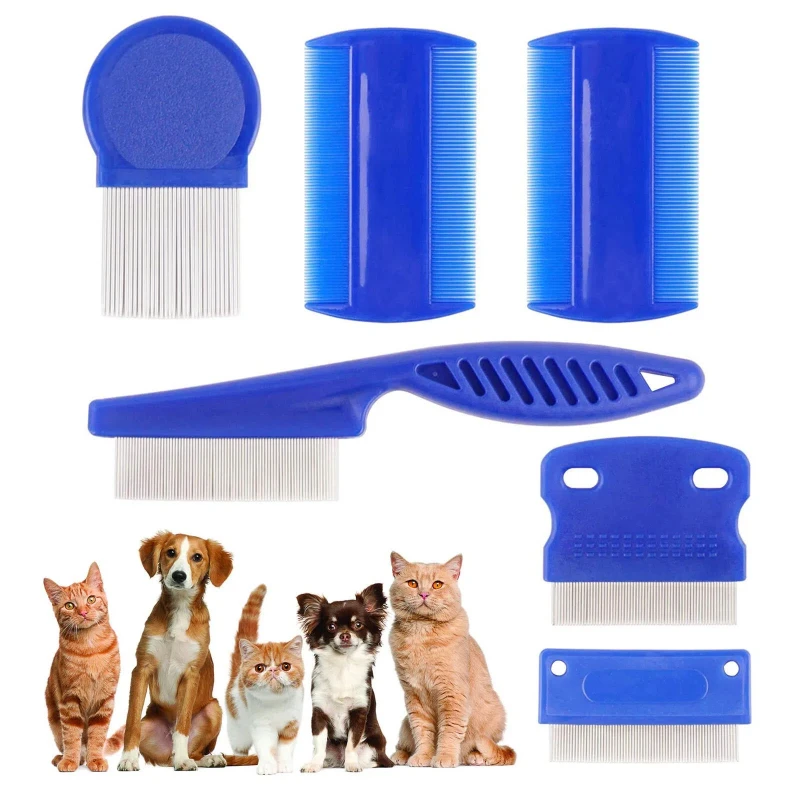 

6PCS dog flea comb pet tear stain remover set pets grooming tools dogs brush accessories dogs stuff mascotas cepillo para perro