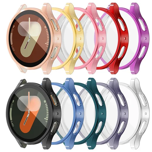 Funda protectora para Samsung Galaxy Watch 4, 5, 6, 7, 40mm, 44mm, cobertura de silicona TPU, protección de pantalla de parachoques, accesorios completos