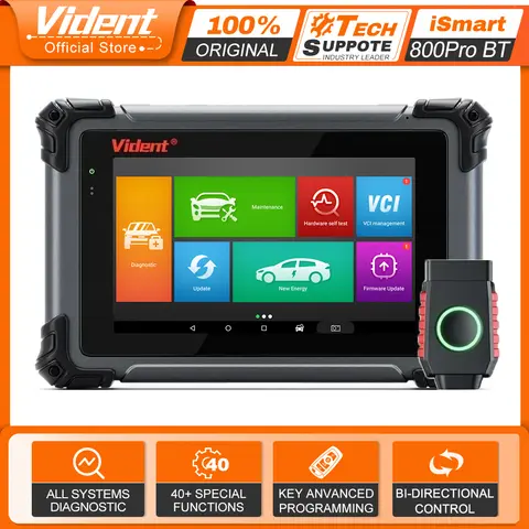 VIDENT ISmart800Pro BT Car Diagnostic Tool Chip Reader Bidirectional Scanner Control 40+ Reset OBD2 Auto Scanner CAN FD&DoIP