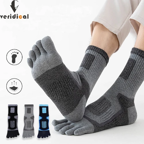 Imagen 2 del producto 5 pares de calcetines cortos deportivos con punta para hombre, malla de compresión gruesa, duradero, para Fitness, correr, baloncesto al aire libre, viajes, calcetines de 5 dedos