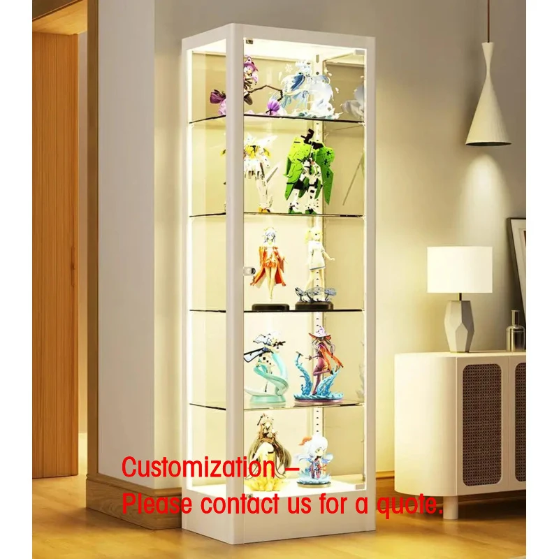 custom.Lockable  Glass Display With Adjustable Shelves Design Wine Display Cabinet Showcase Glass Display Cabinet