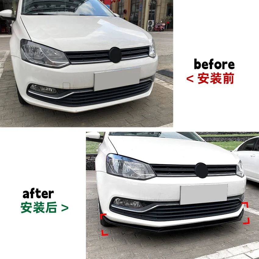 المصد الأمامي سبويلر طقم الجسم الناشر لشركة فولكس فاجن بولو 6R 6C 2009-2017 الجبهة الشفة الذقن الفاصل حامي غطاء اكسسوارات السيارات #2