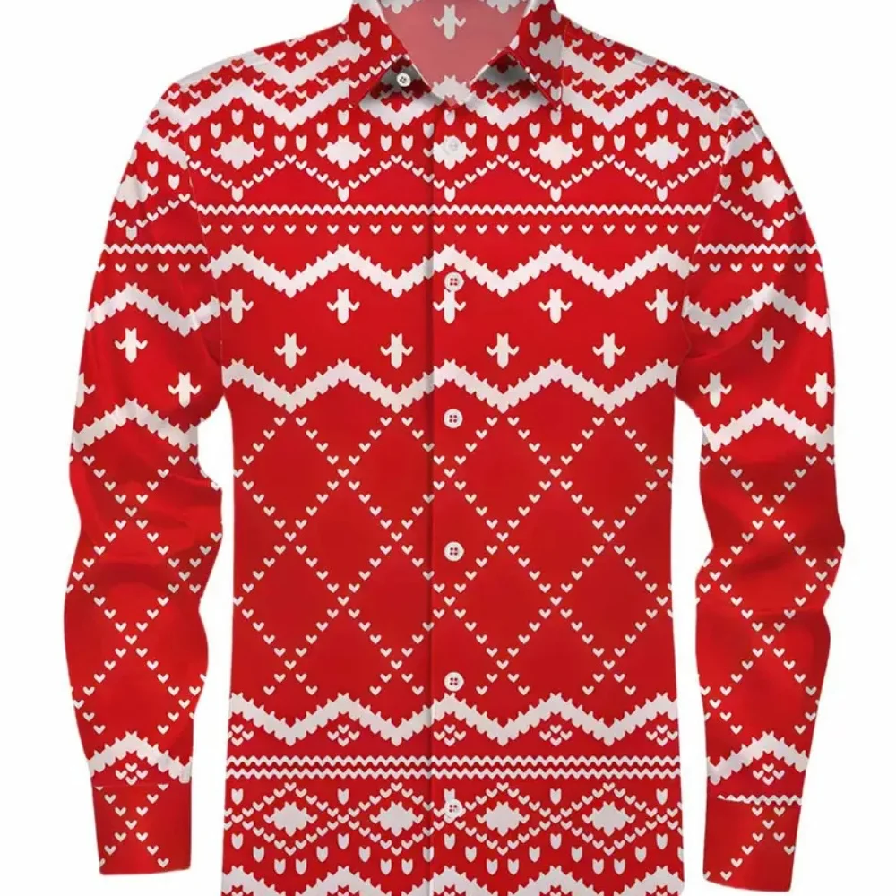 

Men's Long Sleeve Christmas Print Shirt Collared Button up Soft Comfortable Casual Party plus Size Clothing