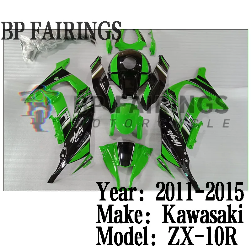 

Для KAWASAKI ZX-10R 2011-2015 ZX10R 2011 2012 2013 2014 2015 11 12 13 14 15 новый комплект кузова из АБС-пластика зеленый черный
