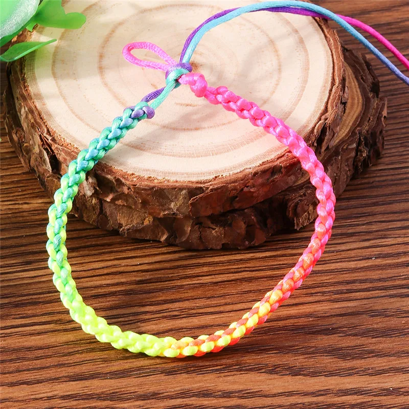 Aihua Bohemia Colorful Anklets for Women Braided Rainbow Foot Rope Chain Summer Beach Anklet Bracelet Boho Foot Jewelry Gifts