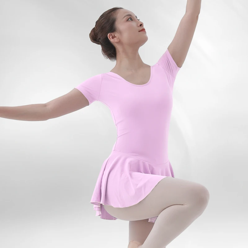 

Women's short-sleeved ballet dance skirt, tight-fitting one-piece dress, gymnastics jumpsuit, ballet costume