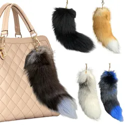 Huge Fluffy Faux Fur Fox Tail Keychain Therian Tail Fox Tail Keychain Cute Animal Tail Keychain Cosplay Tail Gift for Women Girl