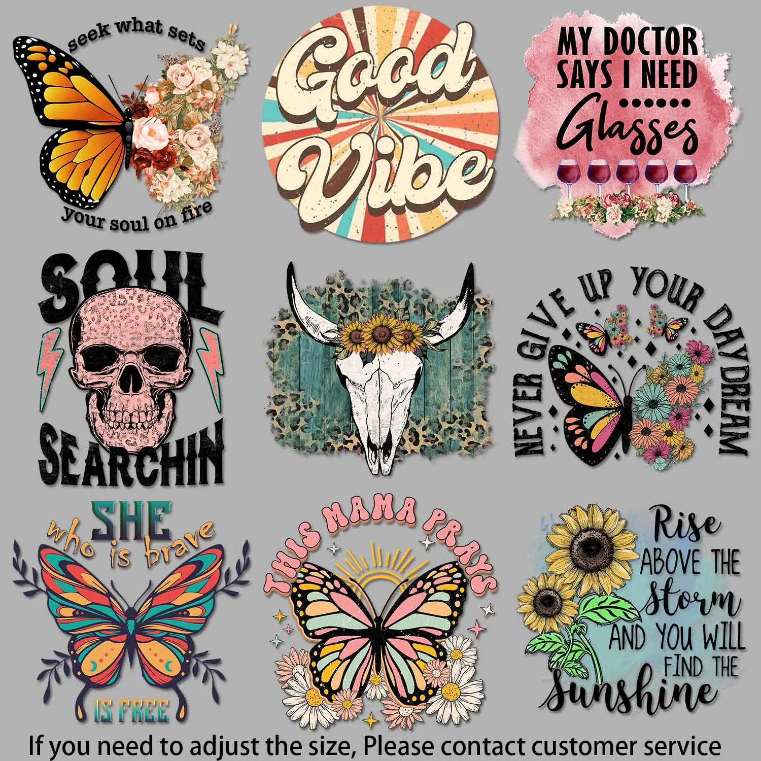 Iron on Decals Cowboy Summer Art Butterfly Floral Design Applique for Cloth Colorful Creations Firm and Fadeless Stickers DIY