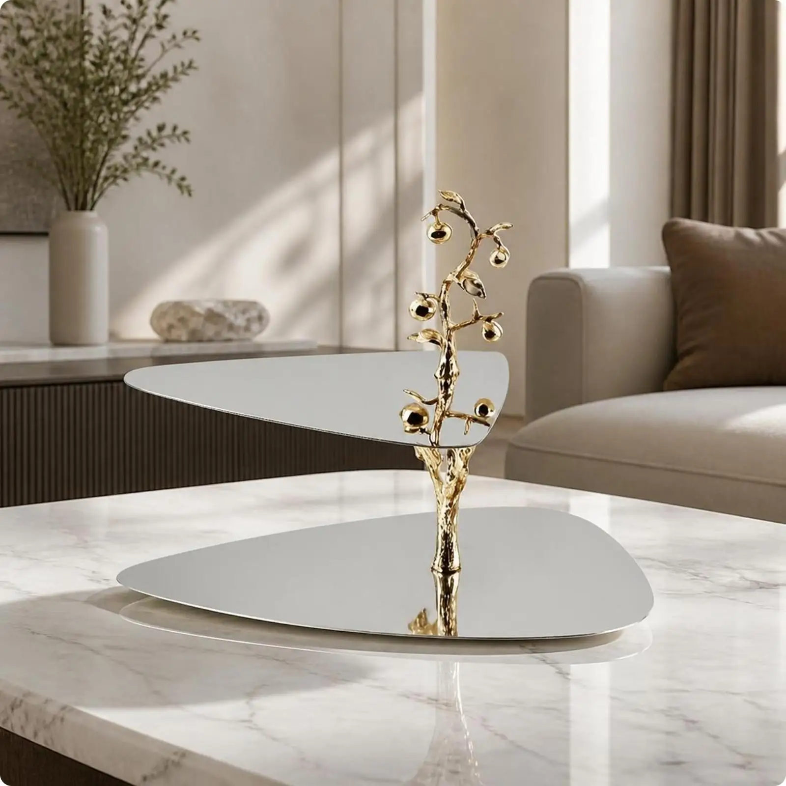 Two-Tier Serving Stand Elegant Holder Long-Lasting for Tabletop