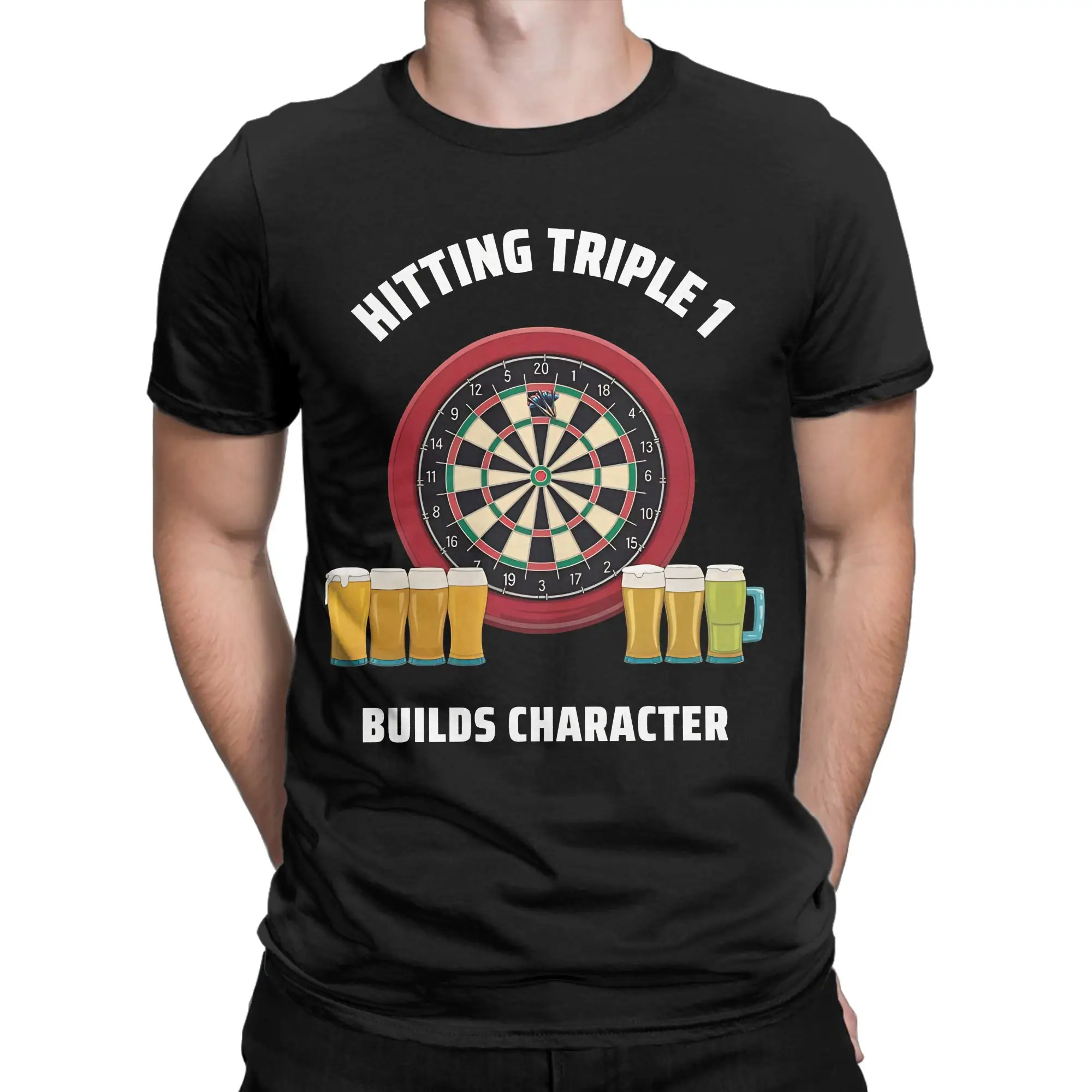Classic Funny 100% Cotton T-Shirt Darts Dartboard  Tops Tees For Men