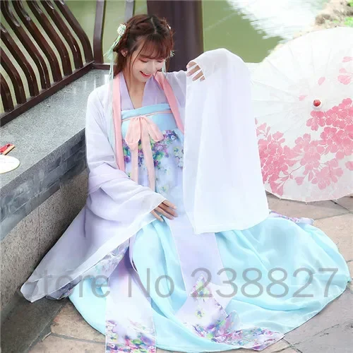 Auf Lager Damen Hanfu Chinesische Traditionelle Kleider Cosplay Tanz Set Fee Kostüme Kleidung Mädchen Plain Han Fu Dynastie Ancient