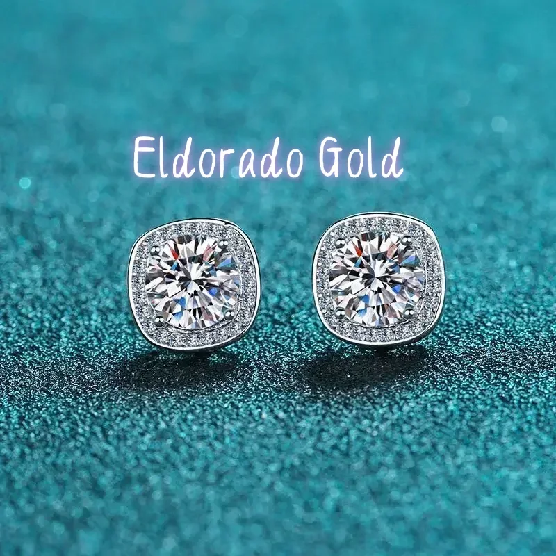 

Eldorado Gold New 925 Sterling Silver Moissanite Stud Earrings 1-2 ct D VVS1 Lab Diamond with GRA Fine Jewelry Earring For Wome