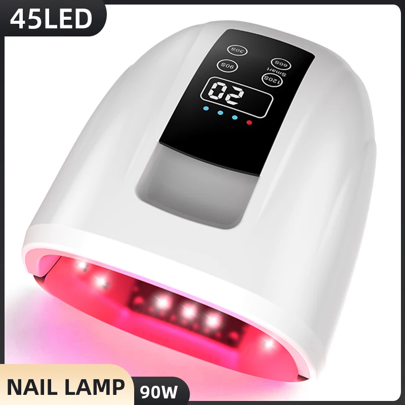 

90W UV LED Lamp For Nails Rechargeable Gel Polish Drying Lamp With 4 Gear Timer Protable Smart Powerful Nail Dryer Nail Tools