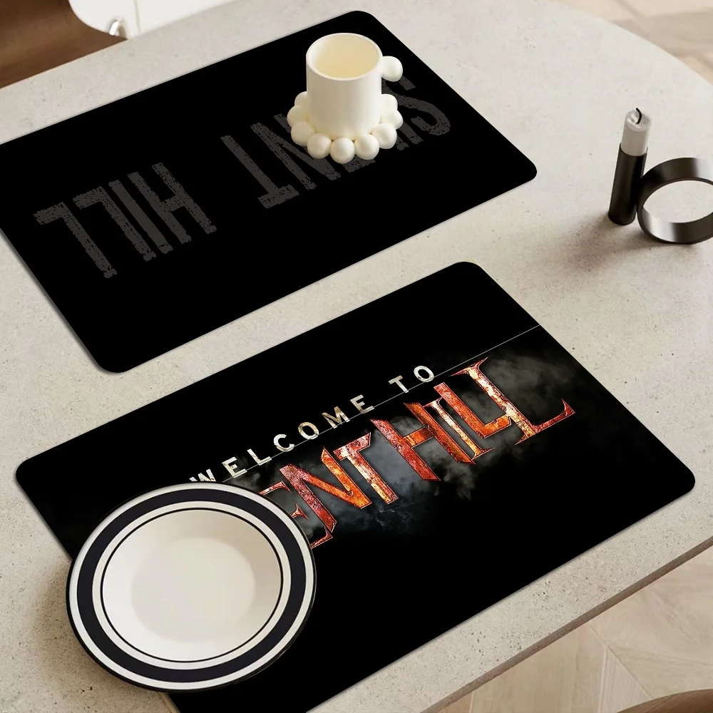 

Welcome To Silent Hill Absorbent Drain Mat Countertop Dry Mats Printed Coffee Machine Draining Pad Kitchen Table Tableware