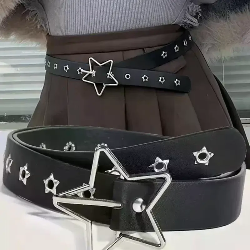 Rivet Belt Goth Style Double Pin Buckle Man/woman Fashion Casual Punk Style Pu Leather Waistband For Jeans Y2KBelt