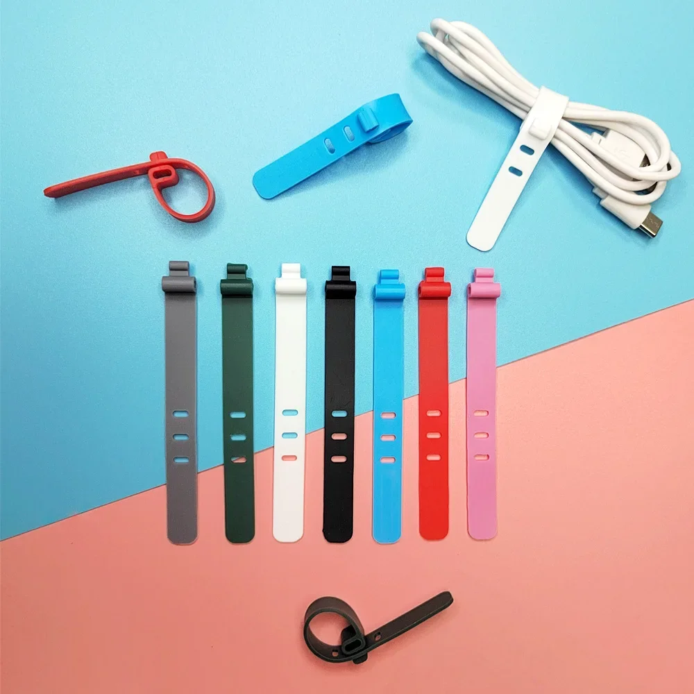 Cable Organizer Silicone Wire Binding Data Cable Tie Management Bobbin Winder Marker Holder Tape Lead Strap Earphone Line Tie