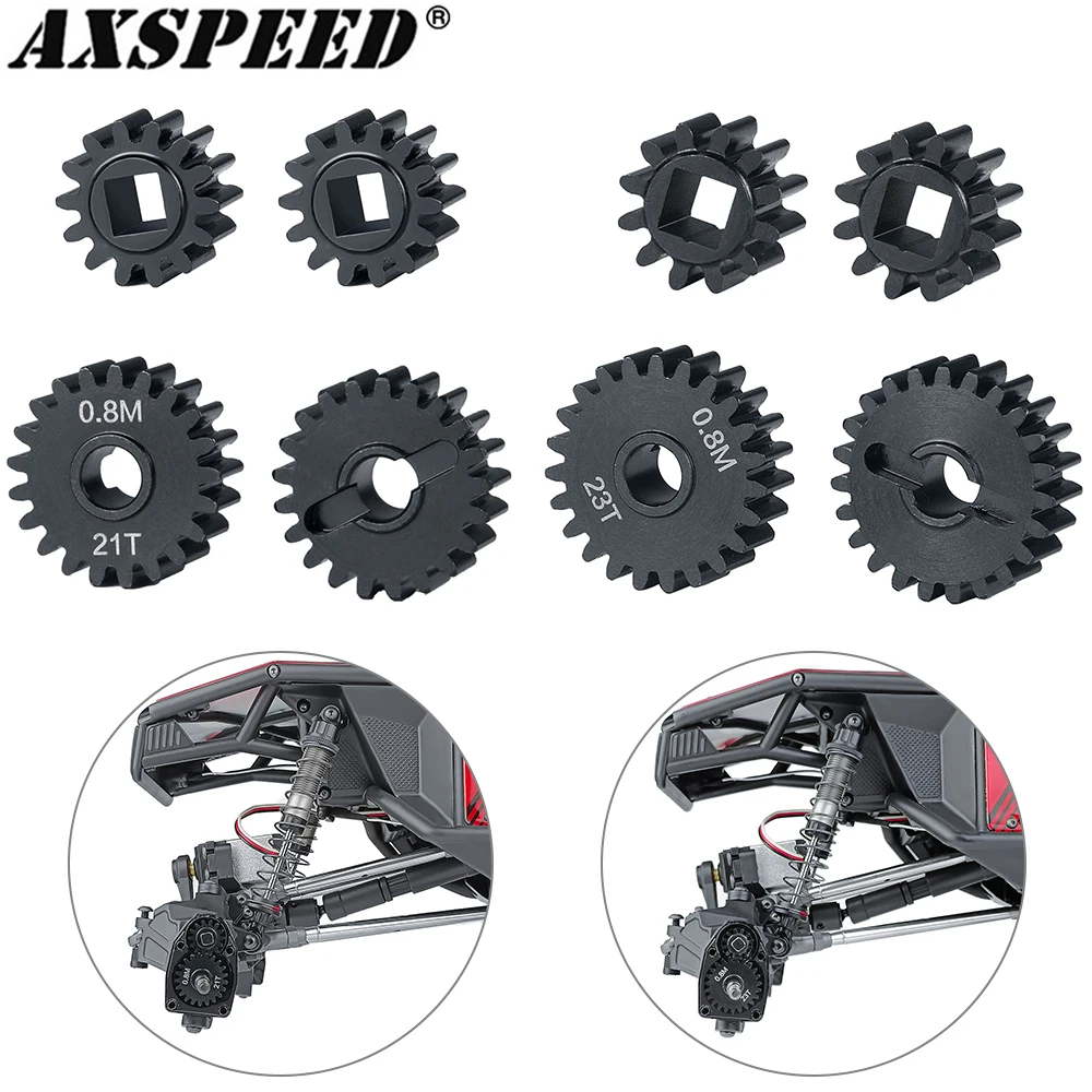 AXSPEED 4PCS Metal Portal Axle Gear 14/21T 12/23T for Axial SCX10 III Capra AXI3000 AXI3004 1/10 RC Crawler Car Upgrade Parts