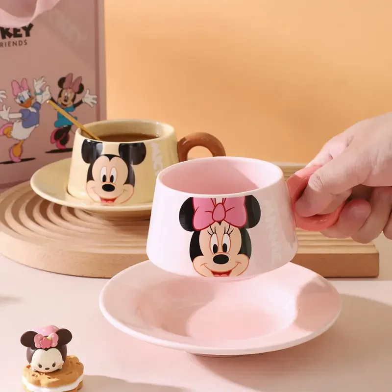 Disney Donald Duck Minnie Mickey  Daisy cute creative personalized cartoon pattern new home ceramic coffee cup and saucer set