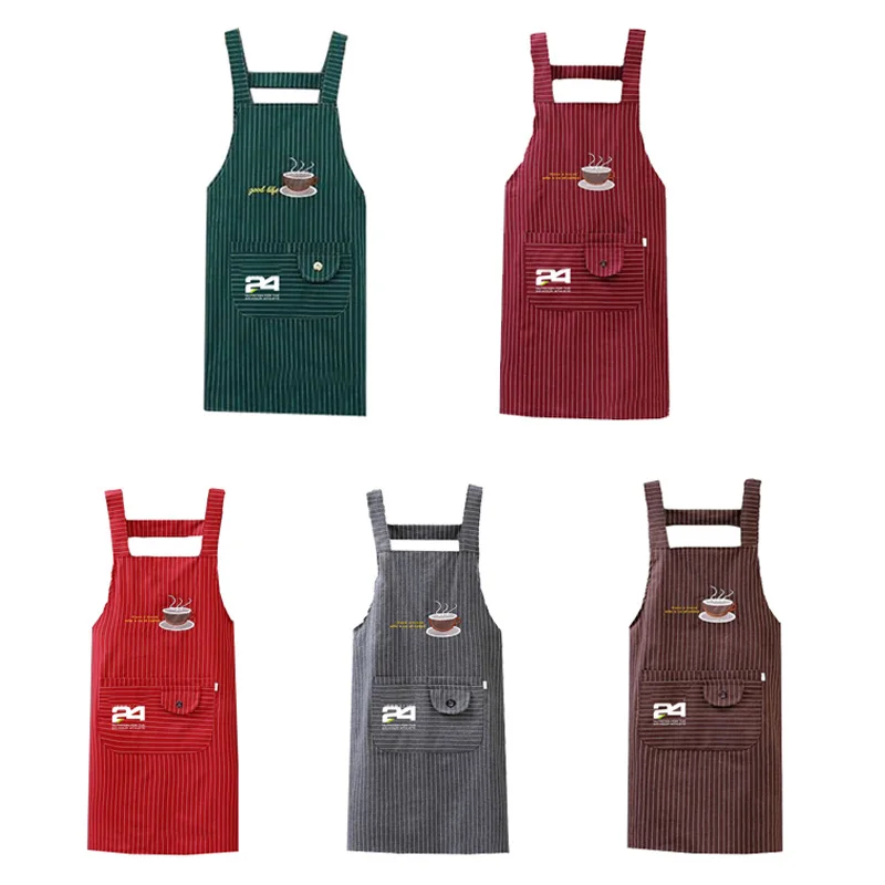 24 Hours Logo Thickened Linen Strap and Oil Proof Simplicity Household Apron Kitchen Fashion High End For Cleaning Work Cooking