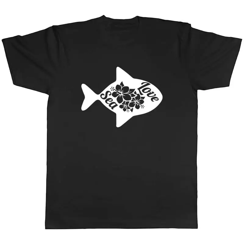 

Sea Love With Flowers & Fish Mens Unisex T-Shirt Tee