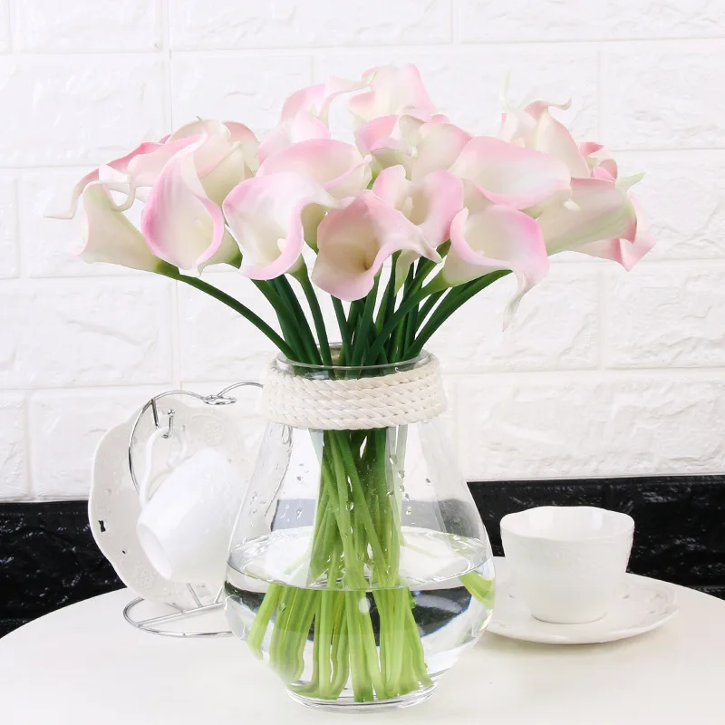 30pcs/lot Mini Artificial Flowers PU Real Touch Calla Lily Artificial Flowers For Home Decoration Wedding Bouquets (no Vase)