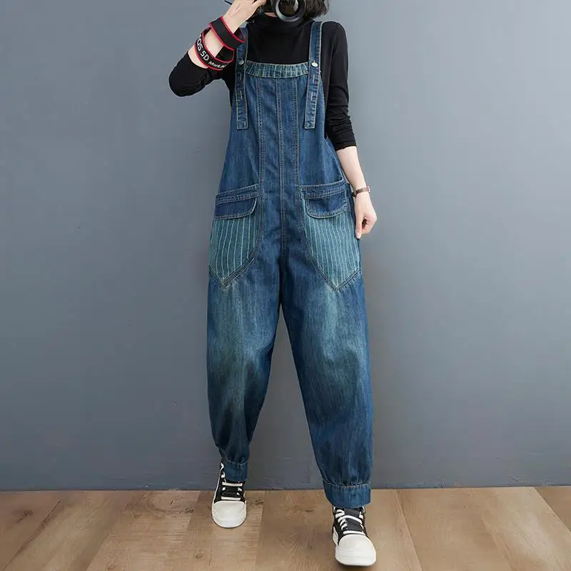 Women's Jumpsuit 2024 Women Casual Hot Onesize Spaghetti Strap Loose Romper Overalls Pocket Summer Fashion Commuting YC86