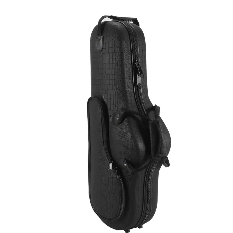 Hot kf-Water-Resistant PU Crocodile Pattern Alto Saxophone Big Bag Box Sax Soft Case With Adjustable Shoulder Strap-Black Color