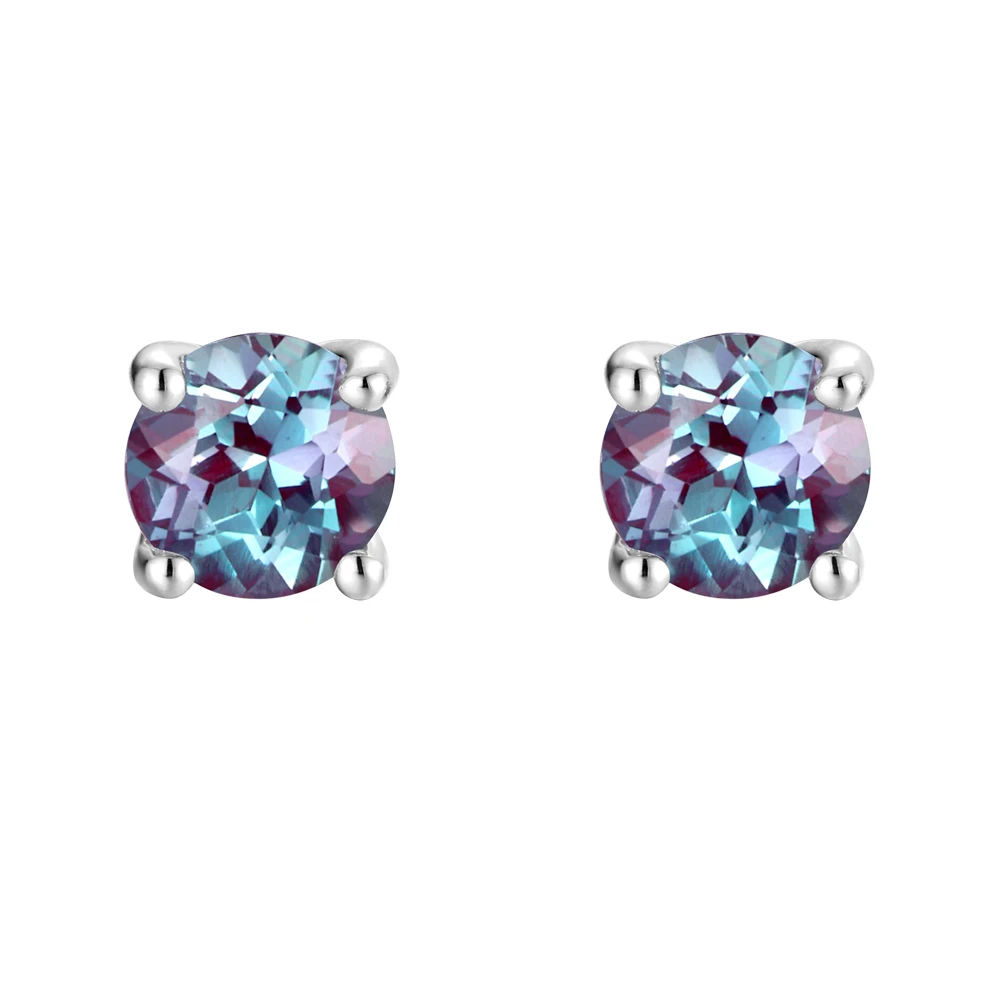 ALLNOEL 1.1ct Alexandrite Stud Earrings for Women 925 Silver Brilliant Cut Color Change Gemstone Gifts Minimalism Jewelry