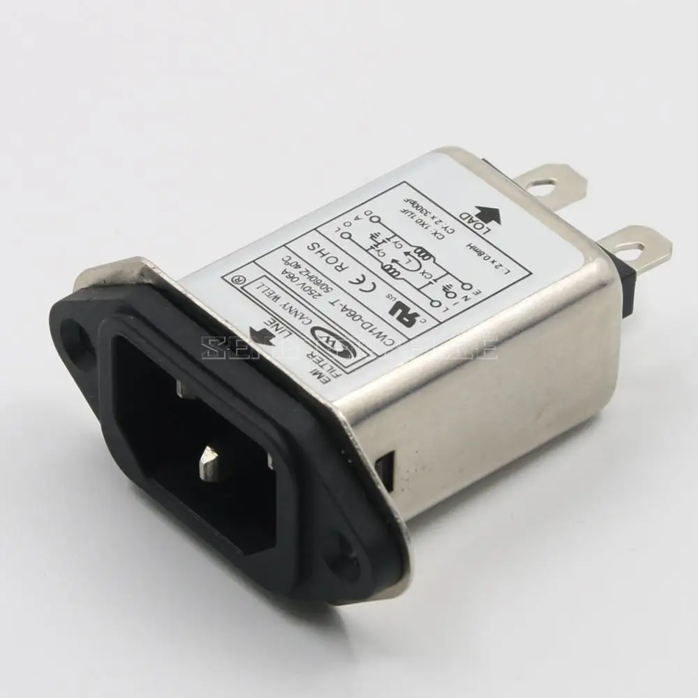 EMI Power Filter Tail Plug CW1D 6A 10A Socket 3 Purification Anti-Interference T Single-Phase AC 220V
