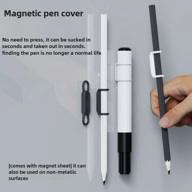 Flexible Silicone Magnetic Pen Clip Reusable Adjustable Pencil Holder for Office Desk Refrigerator Whiteboard Supplies