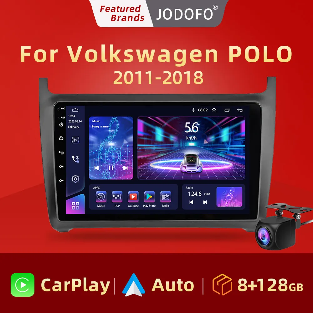 

Jodofo 9" 2 Din Multimedia Video Player For VW Volkswagen Polo 2011- 2018 Carplay Android 11 Auto Car Radio Stereo 36EQ GPS DSP