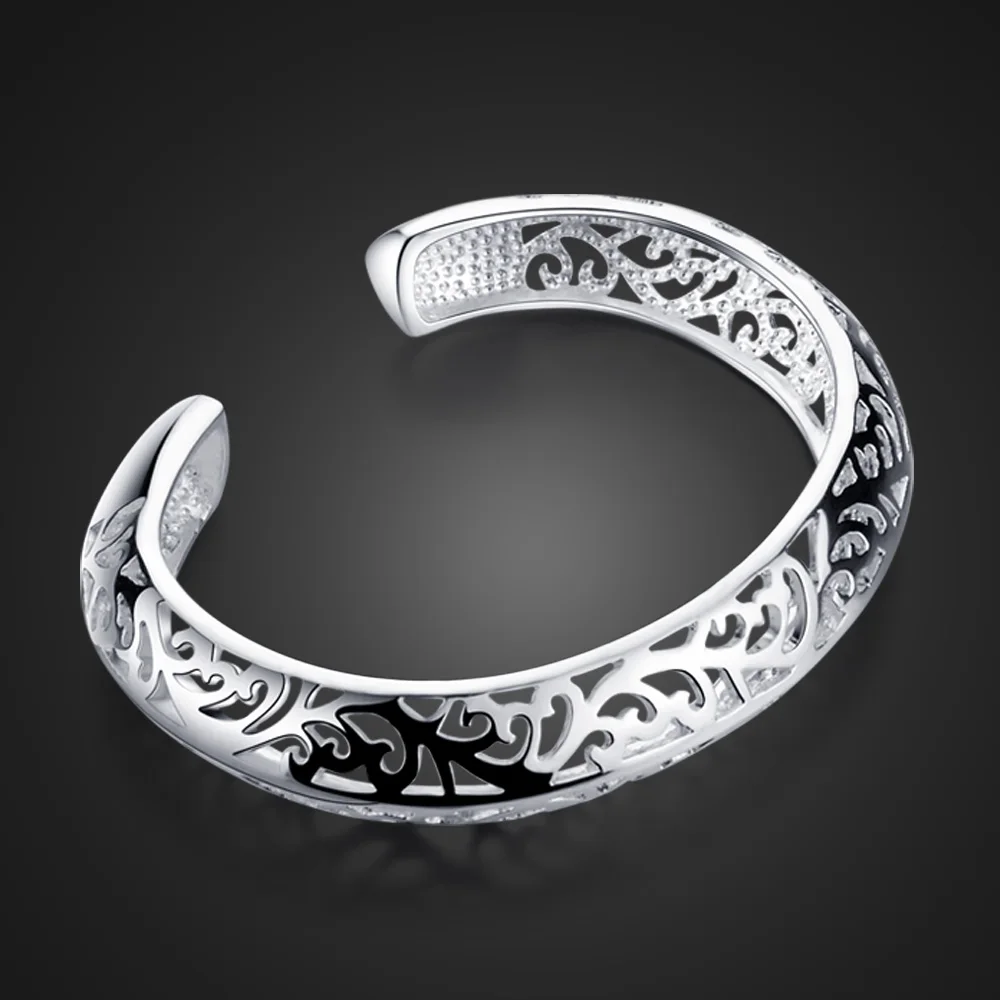 

Fashion Bracelet 925 Sterling Silver Bangle Bracelet For Women Hollow Pattern Bracelets Aestheticism Hand Jewelry Adjustable