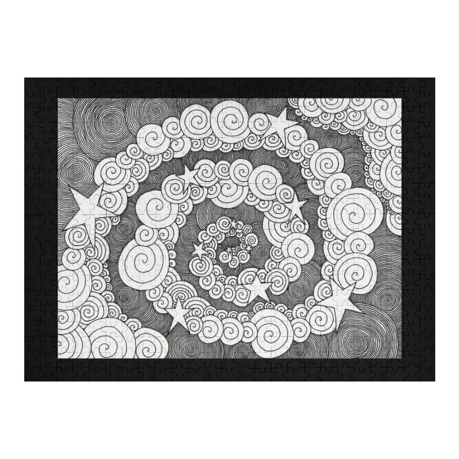 

Stars Down the Spiral Pen and Ink Swirling Art Doodle Art Jigsaw Puzzle Custom Wooden Name Wooden Adults Puzzle