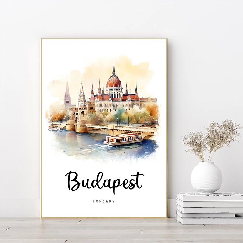 الألوان المائية الأوروبية الساحلية المشهد السفر مدينة أثينا Türkiye اليونان البرتغال المشارك حائط لوح رسم صور ديكور المنزل #3