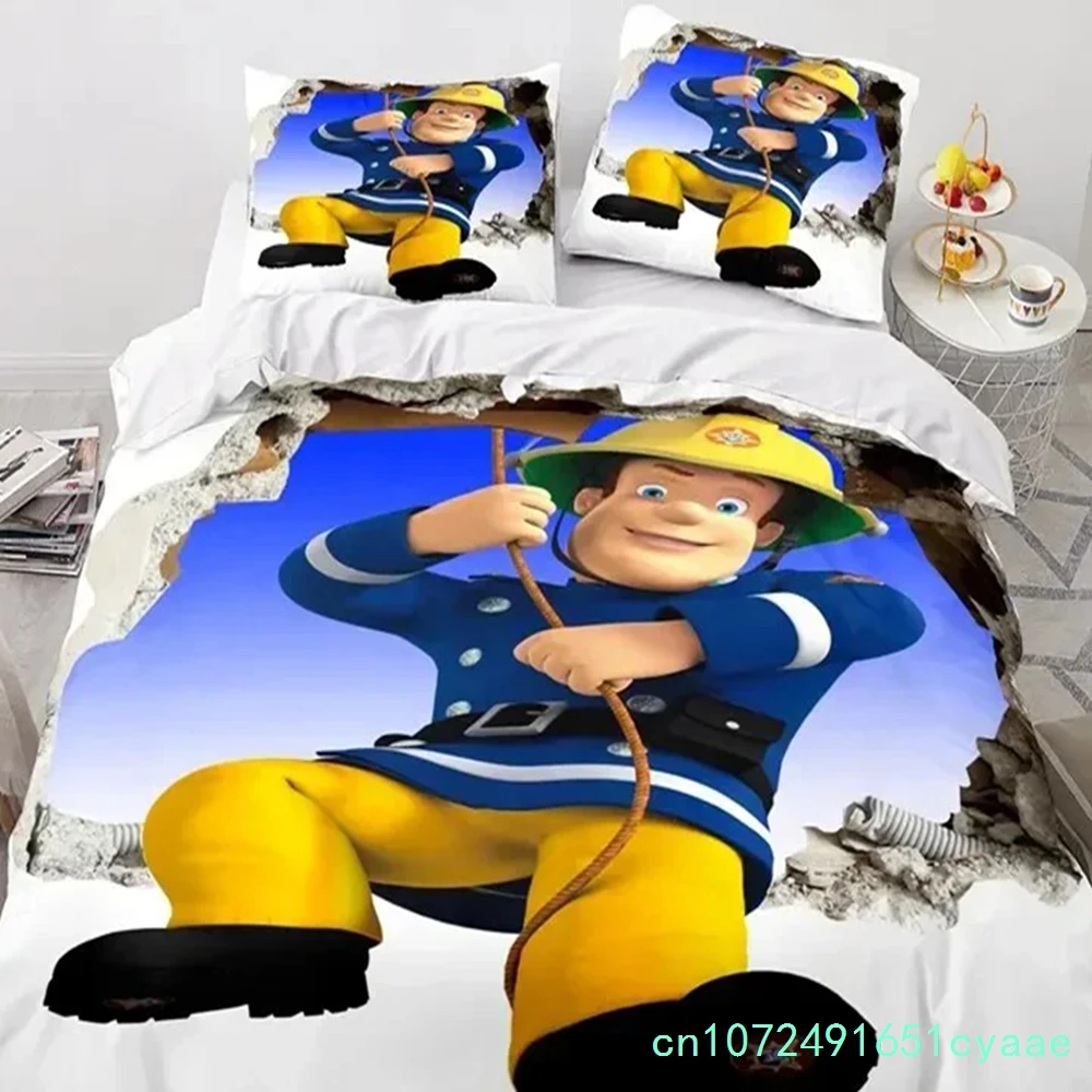 Cartoon Fireman 3d Print Sam Bedding Set Duvet Cover With Pillowcase Single Double Twin Full Queen King Size Bedclothes