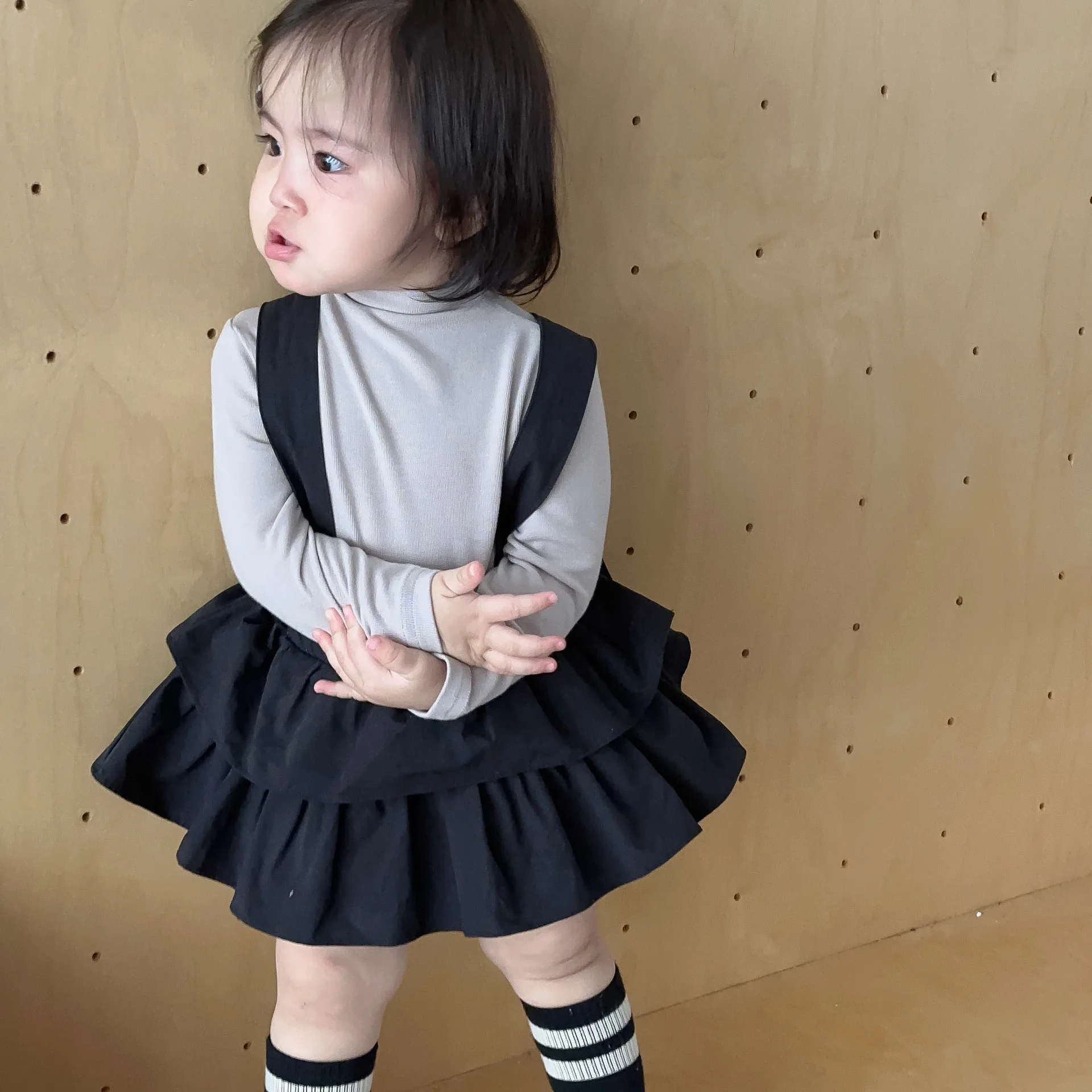 2024 Autumn New Baby Girl Sleeveless Strap Dress Solid Infant Girl Jumpsuit Dress Toddler Princess Clothes Kids Sling Dress