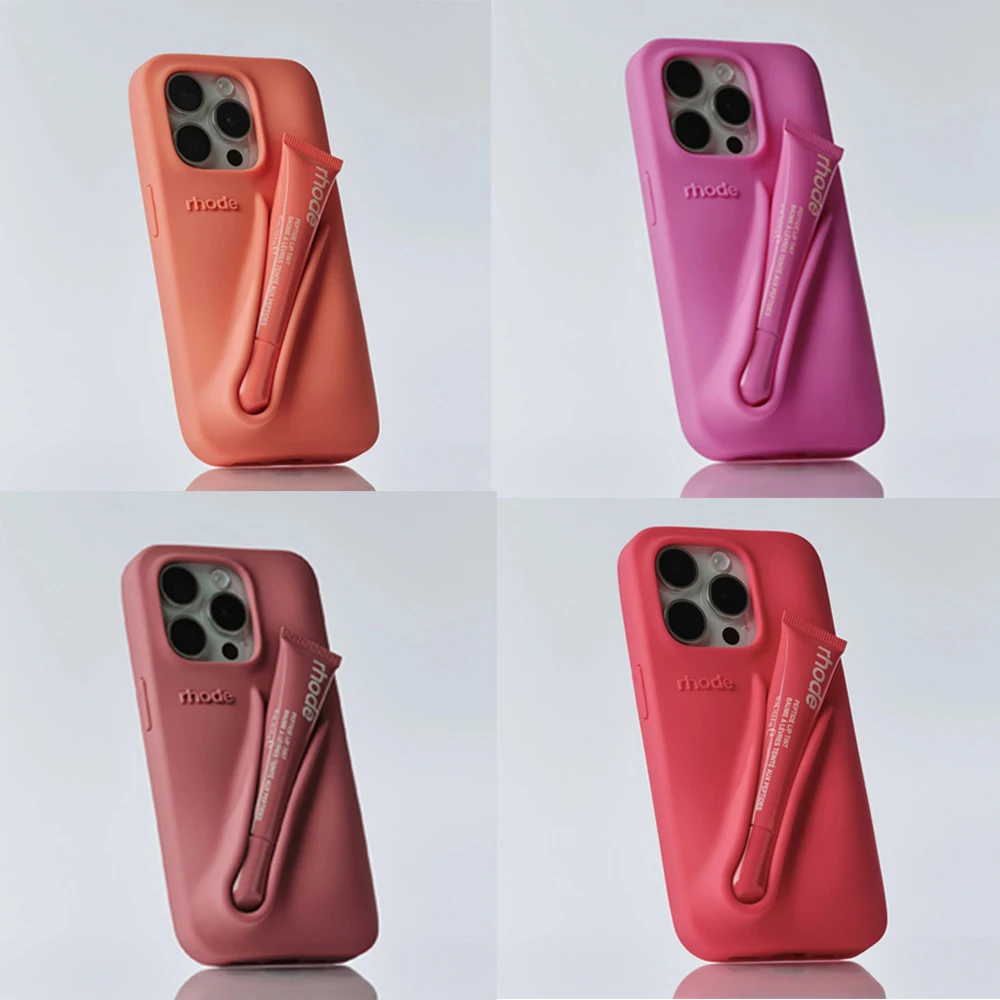 For iPhone 11 12 13 Pro Max Lip Gloss Phone Case 3D Lipstick Storage Cover Holder For iPhone 14 15 Plus Fashion Soft Silicon Hot