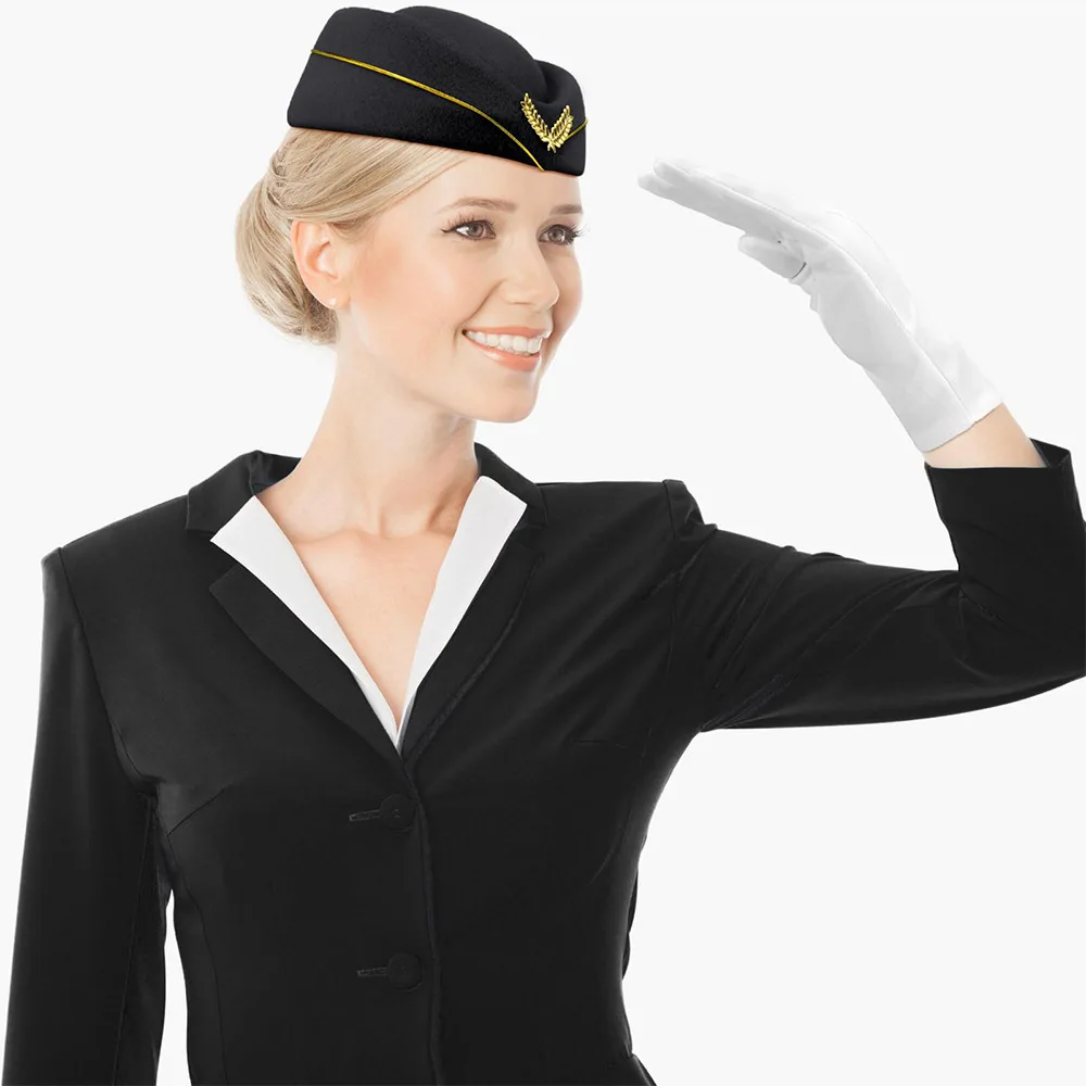 3 stücke Stewardess Hut Baskenmütze Hut Frauen Stewardessen Hut Party Cosplay Formale Uniform Kappen Zubehör Party Hüte Kostüm – Detail 1