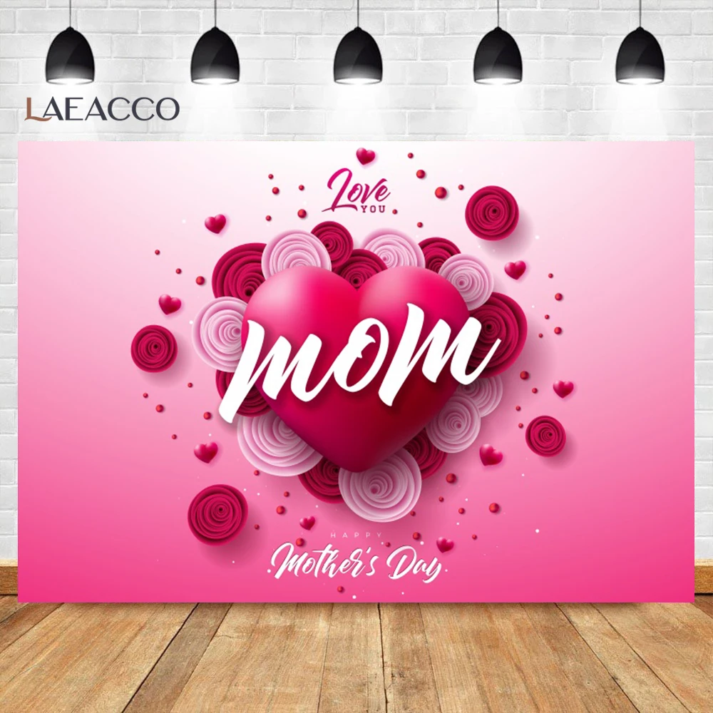 최고의 엄마 해피 어머니의 날 사진 배경, 3D 풍선, 핑크 꽃 사랑 파티 배경 장식, 샤워 사진 부스 소품, 감사합니다