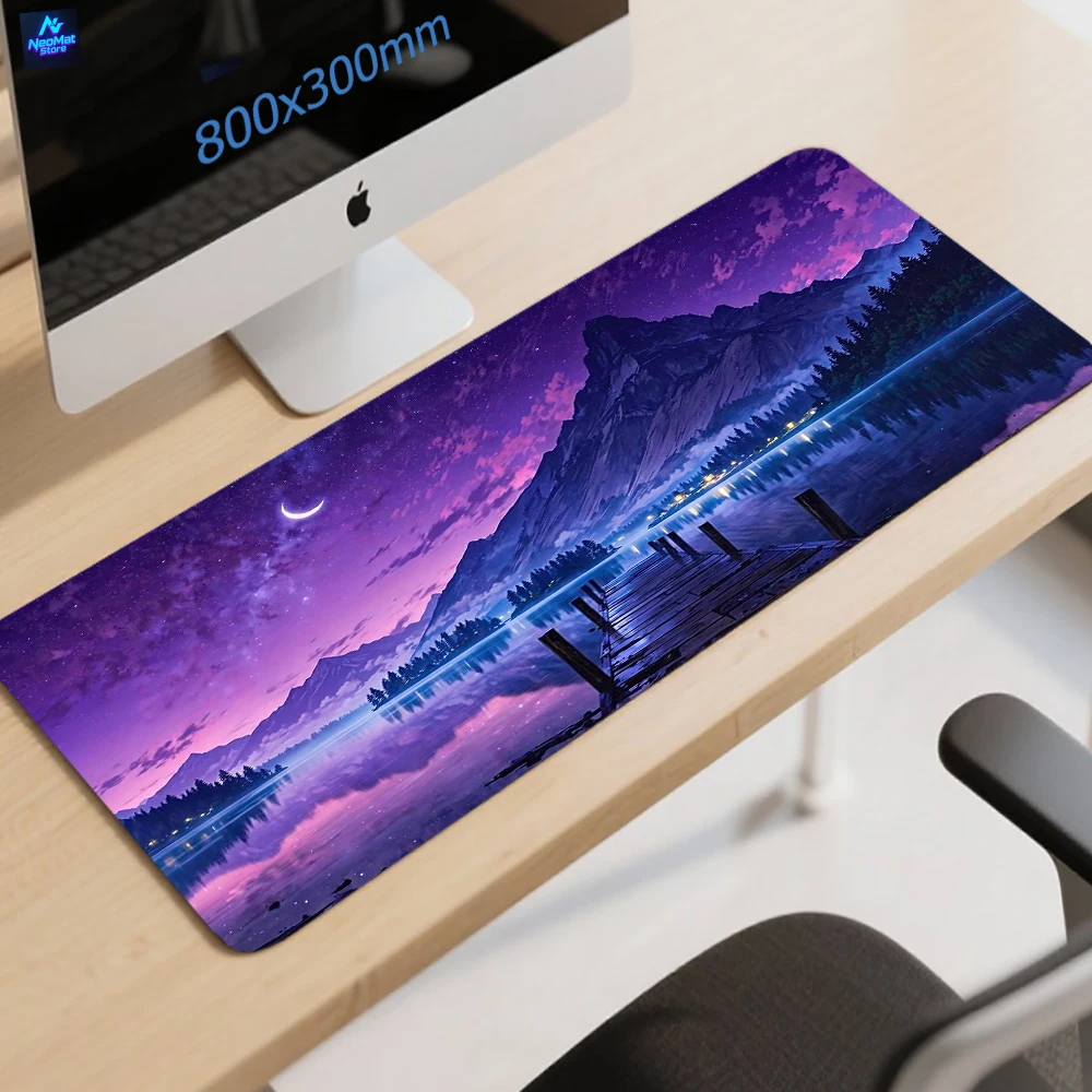 Purple mouse pad Starry Night Sky Office carpet Galaxy Moonlight Desk Mat 800x300 Large Gaming Mousepad Blue Computer Desk Decor mouse rug Aesthetic