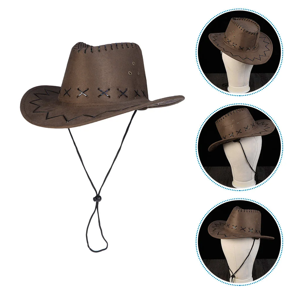 

2pcs Kids Cowboy Hat Western Style Adjustable Party Hat For Children Cowgirl Costume Decorative Performance Hats Outfits