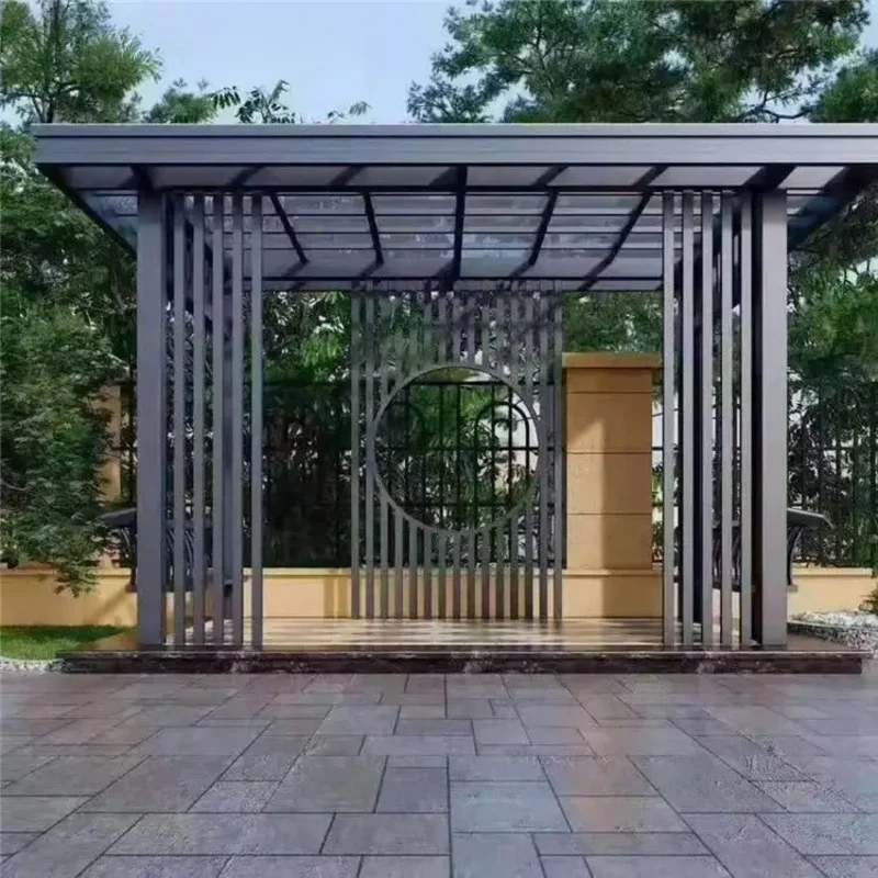 Electric intelligent pavilion, outdoor sunshade and rainproof villa, aluminum alloy louver flip pavilion