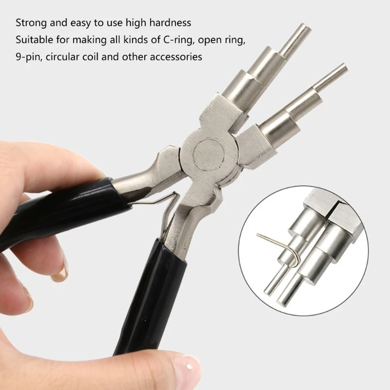 6 in 1 Bail Making Pliers Jewelry Bail Pliers Wire Looping Pliers Multipurpose for 3mm to 10mm Loop and Jump Rings Making Pliers